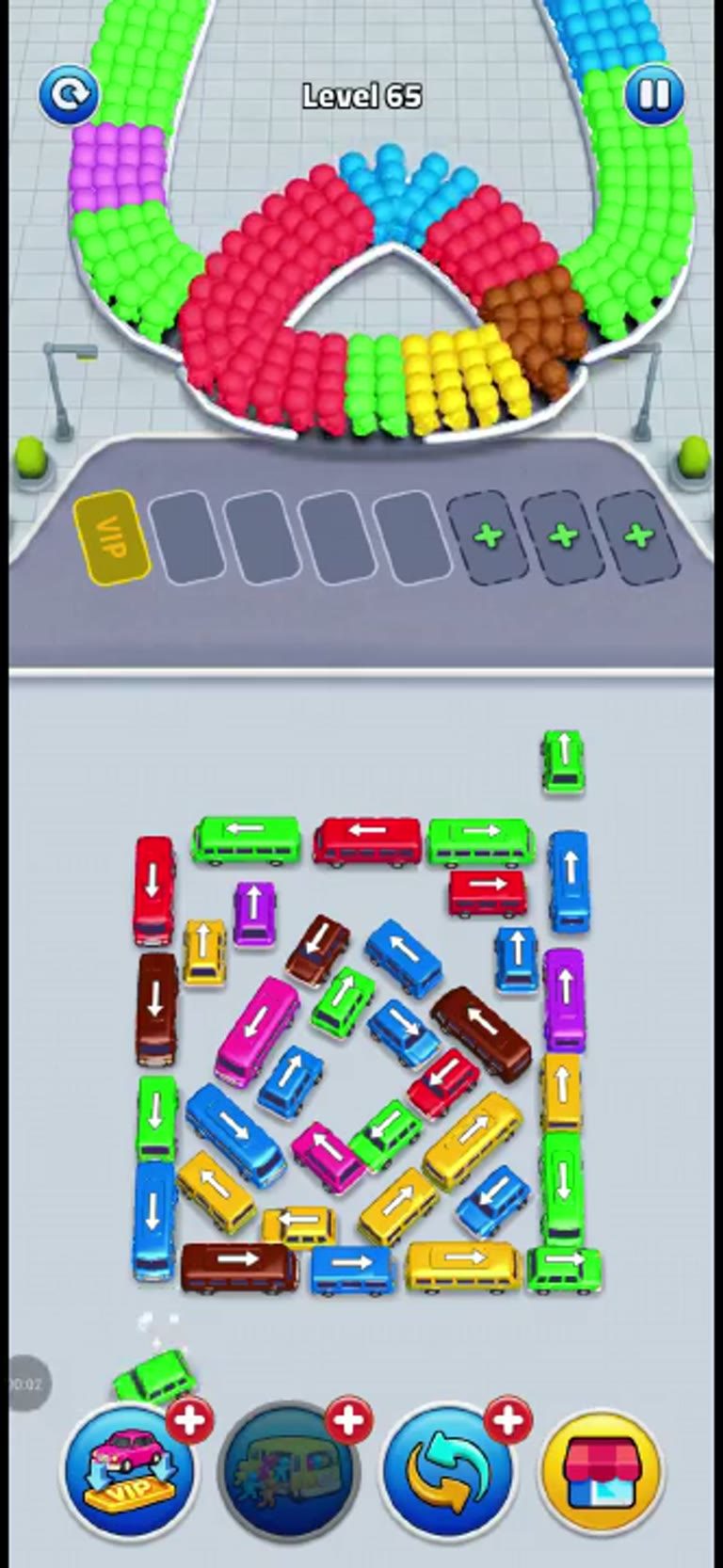 Bus Rush Fever Level 65 gameplay screenshot
